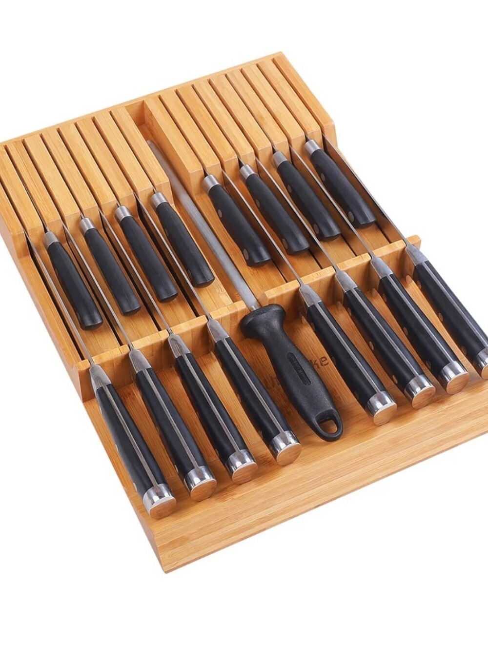 Utoplike in-Drawer Knife Block Bamboo, Kitchen Knife Drawer Organizer